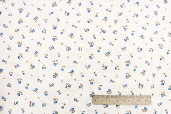 Муслин принт/цветы голубые на молочном 3941-PY/D#12 (12068)
