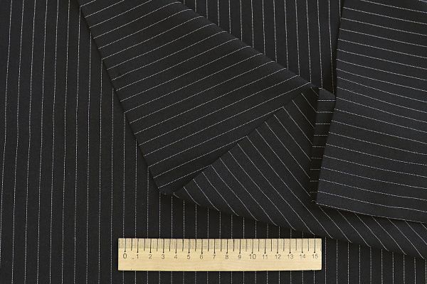 Костюмная ткань принт/полоска белая на черном 3562-PY/D#1/C#1