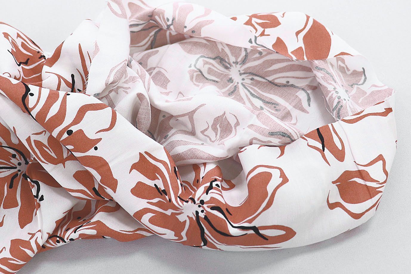 Штапель принт/цветы персиковые на белом 3858-PY/D#9/C#2