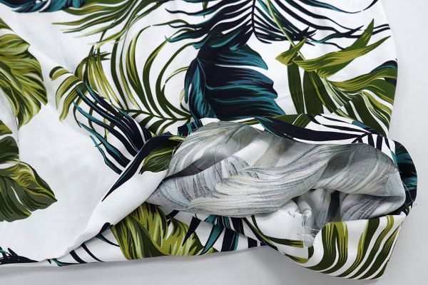 Штапель твил принт/листья зеленые на белом 4011-PY/D#2/C#1