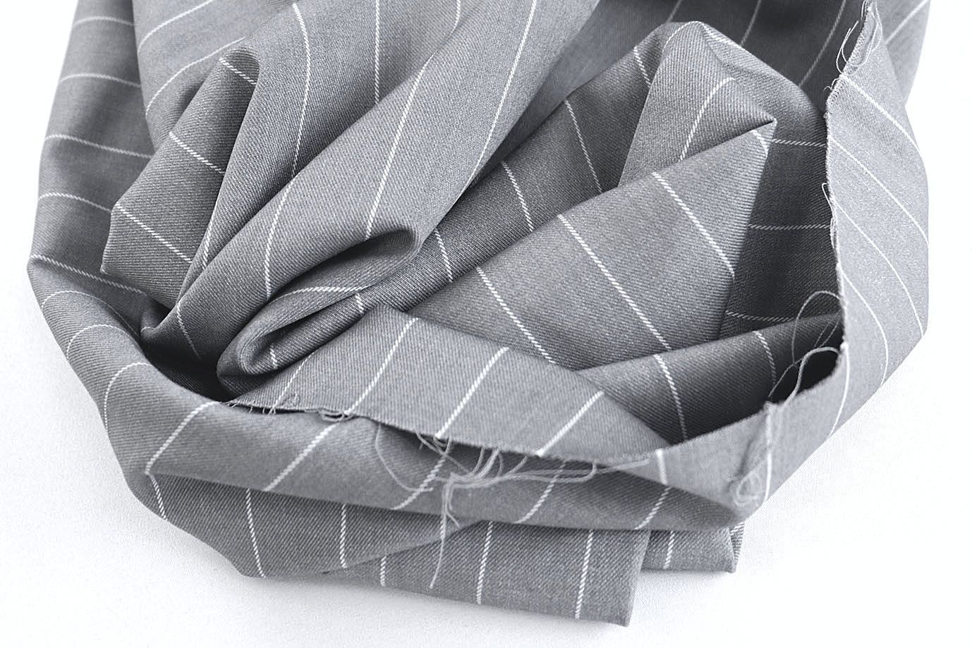 Костюмная ткань принт/полоска белая на светло-сером 3962-PY/C#2