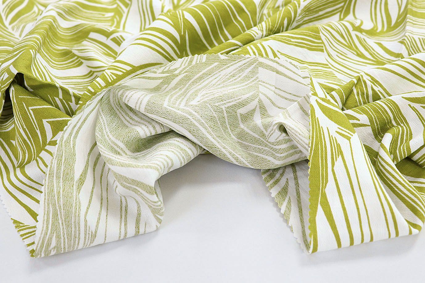 Лен БОХО принт/бело-зеленый 3591-PY/D#7/C#1