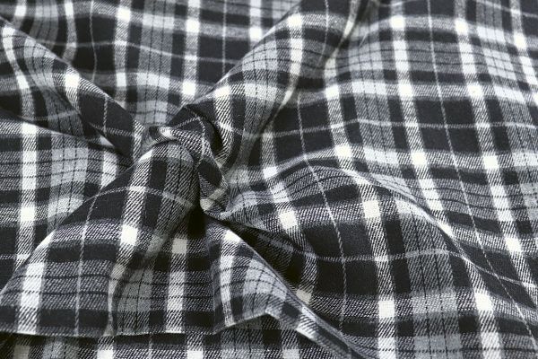 Рубашечная ткань принт/клетка белая на черном 1418-PY/D#13/C#1