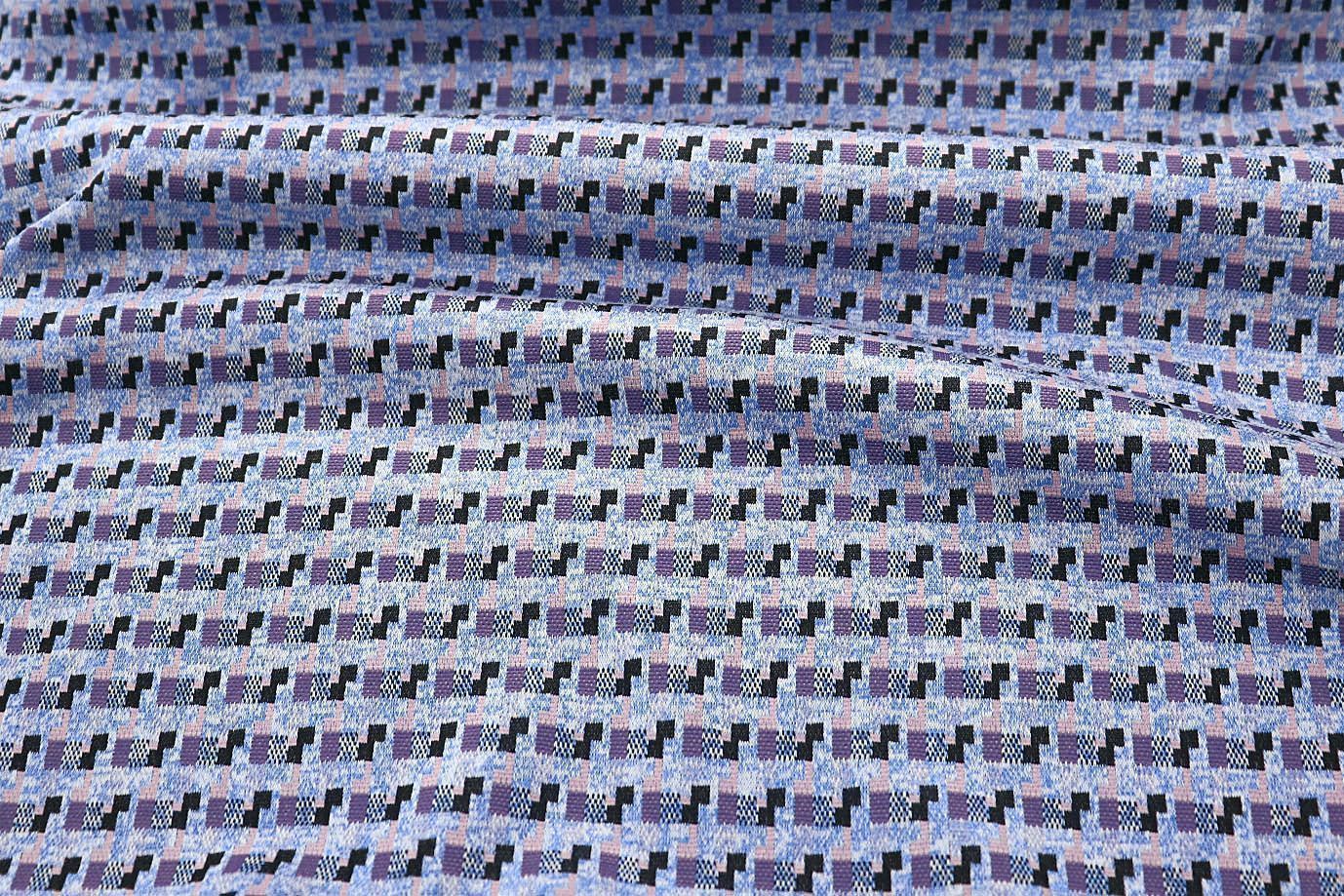 Трикотаж жаккард принт/розово-фиолетовый на синем 3257-22-PY/D#28/C#2