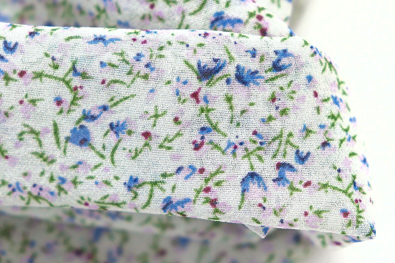 Шифон принт/цветы синие на белом 3707-PY/D#4/C#5