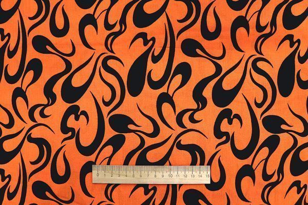Штапель принт/черно-оранжевый 1374-PY/D#24/C#3
