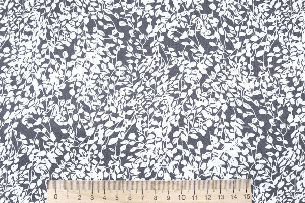 Штапель принт/цветы белые на сером 4203-PY/D#81/C#6