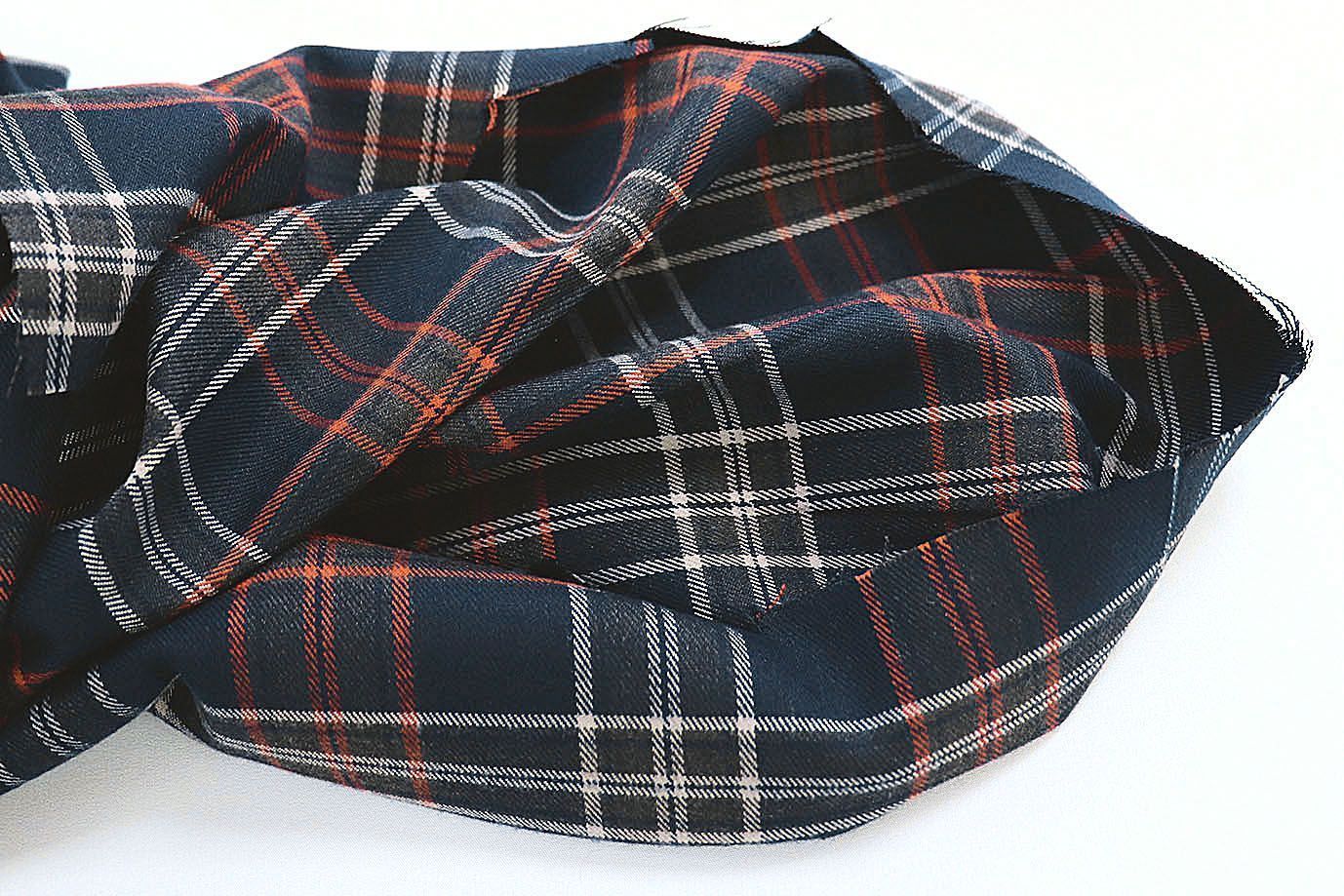 Костюмная ткань принт/клетка темно-синяя 2581-PY/D#8/C#1