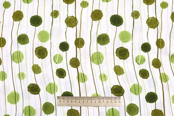 Штапель принт/горох салатово-фисташковый на белом  4205-PY/D#17/C#1