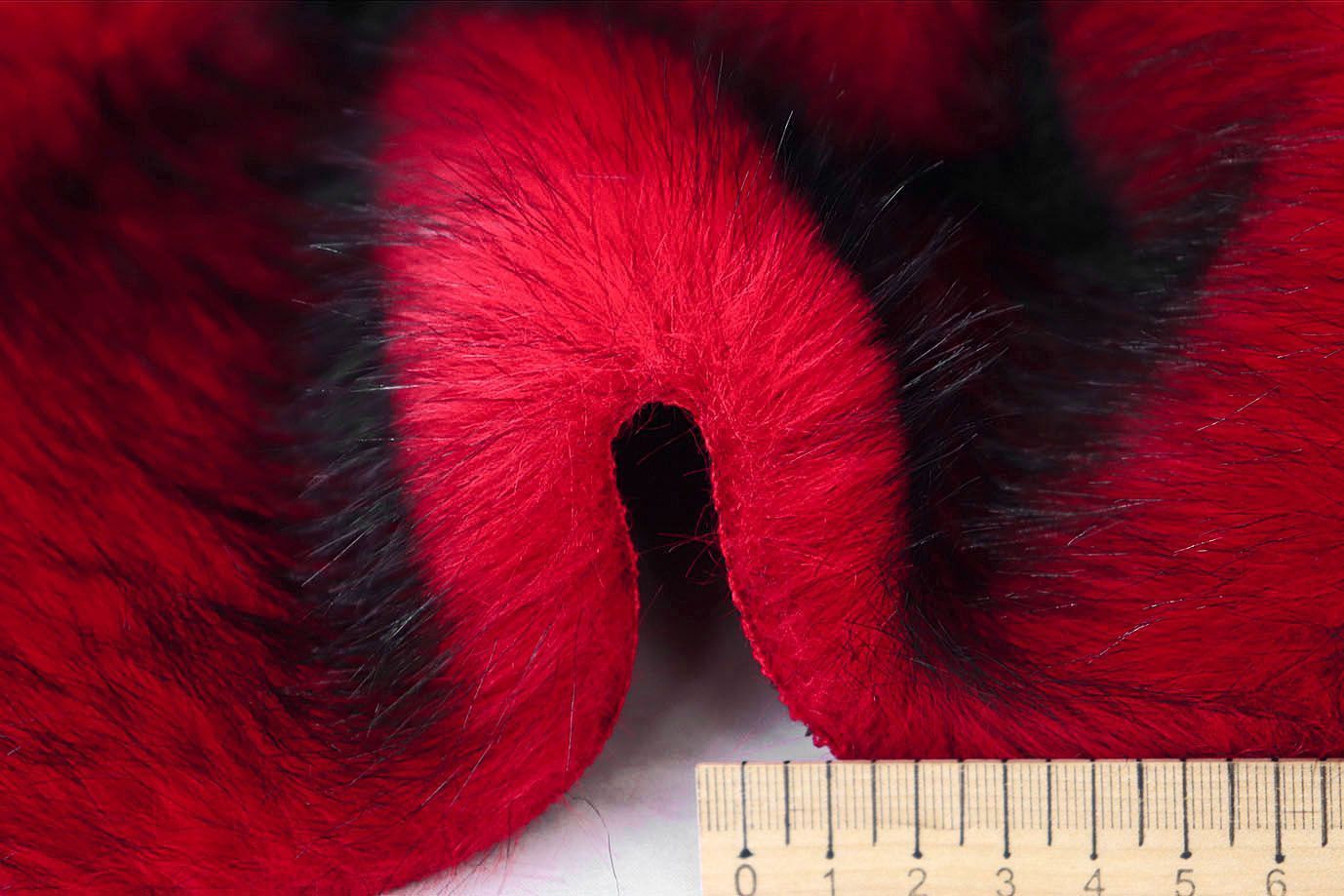 Искусственный мех "Песец" длинноворсовая/красный AP50402/D#289-2025077/C#C