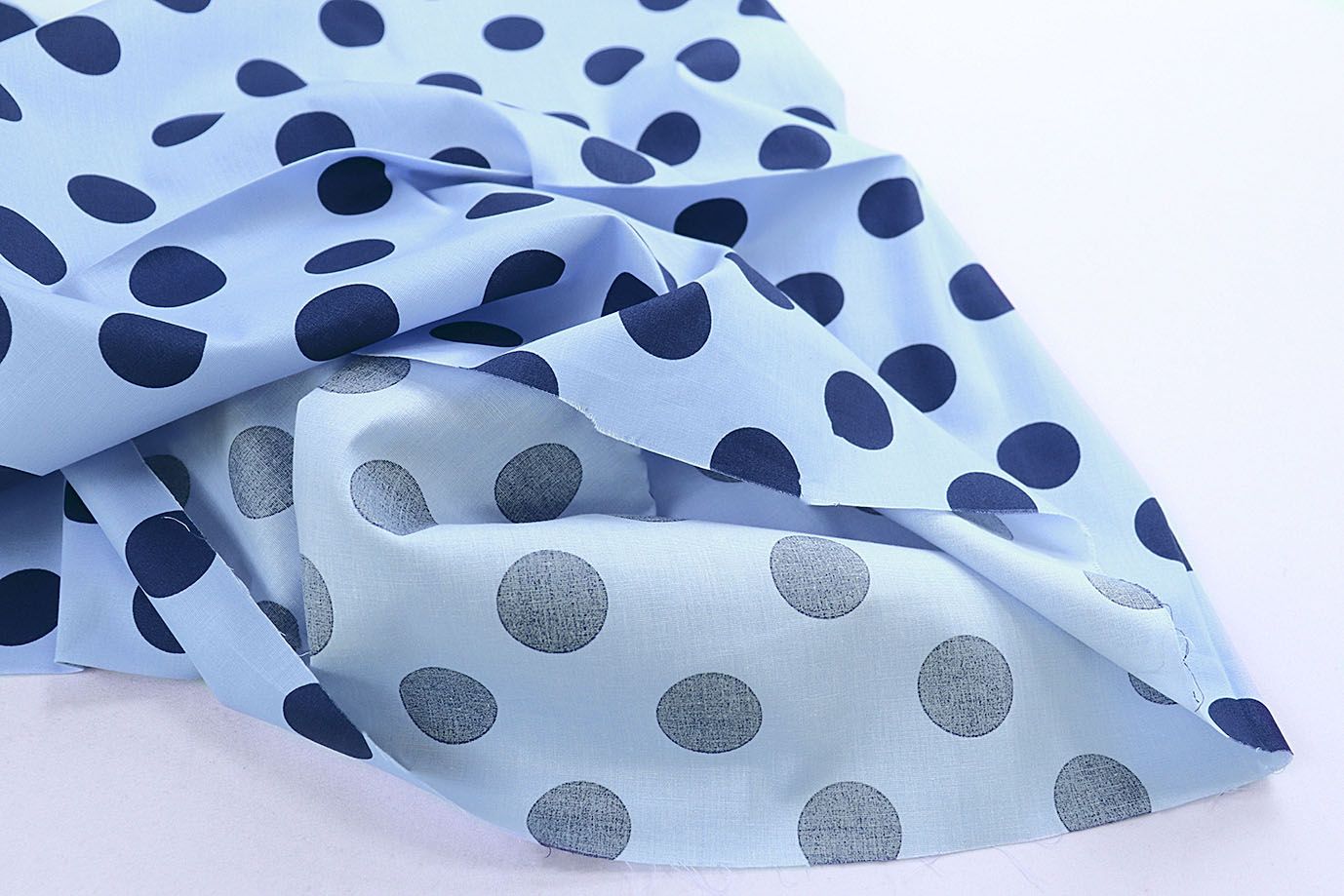 Хлопок "Поплин" стрейч принт/горох синий на голубом 4235-PY/D#2/C#3