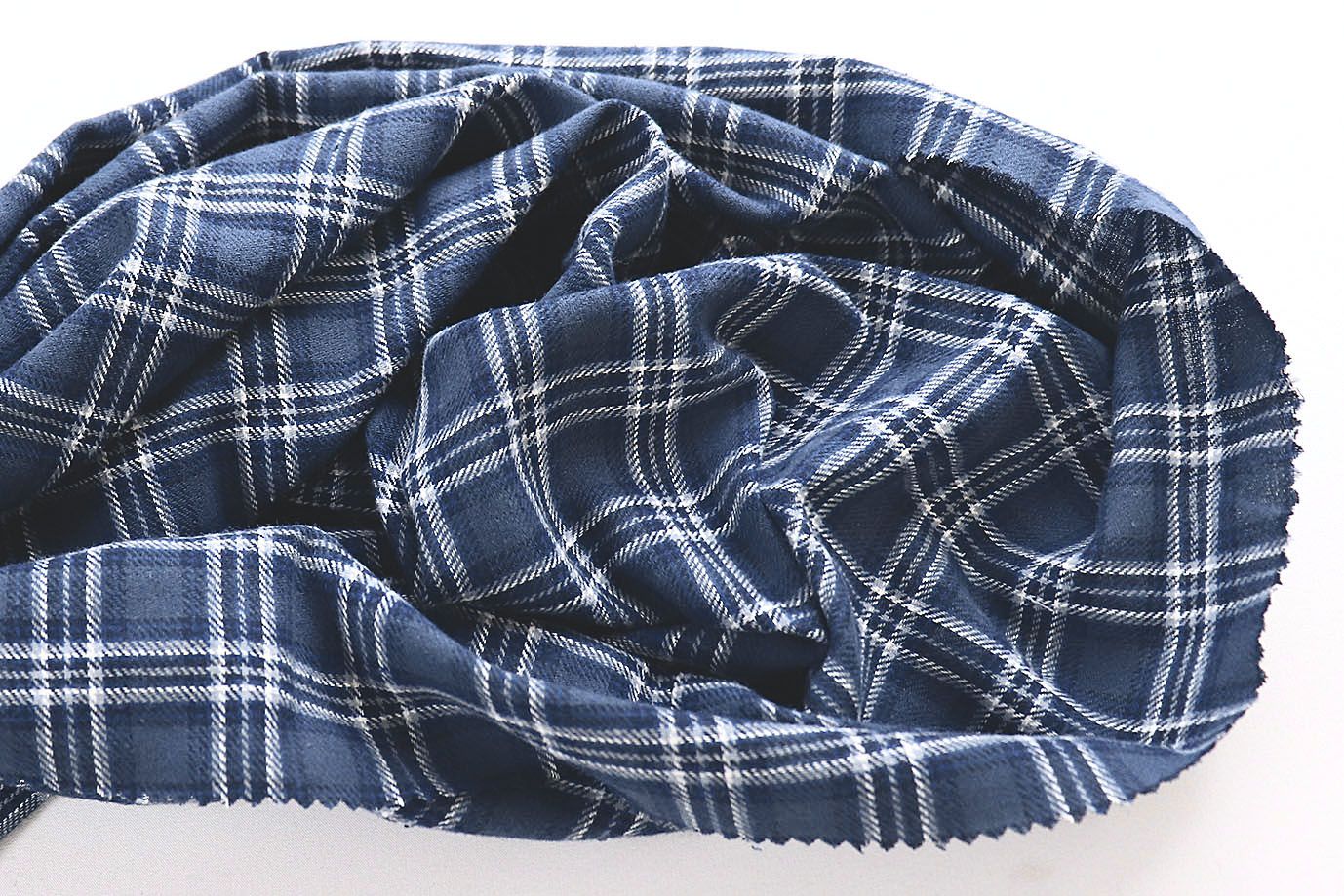 Рубашечная ткань принт/клетка бело-синяя 4015-PY/D#36402