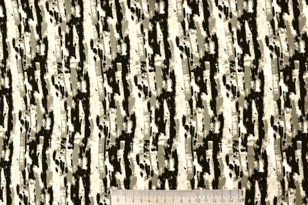 Штапель принт/черно-бежевый на молочном 4203-PY/D#13/C#1