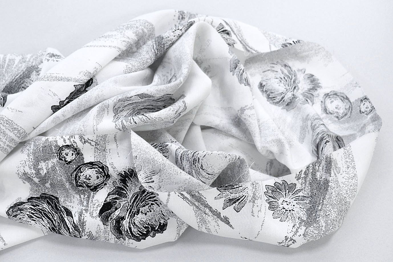 Штапель принт/цветы черные на белом 3861-PY/D#4/C#2