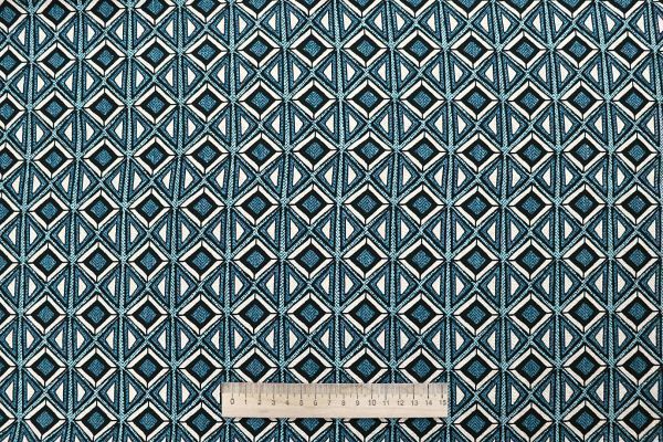 Шелк креп принт/бирюзово-черный на песочном 4110-PY/D#1/C#1