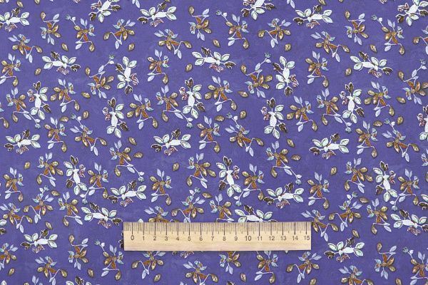 Шифон принт/цветы бело-желтые на фиолетовом 3707-PY/D#13/C#2