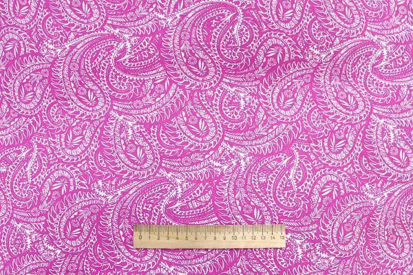 Штапель принт/узор белый на малиновом 1374-PY/D#26/C#8