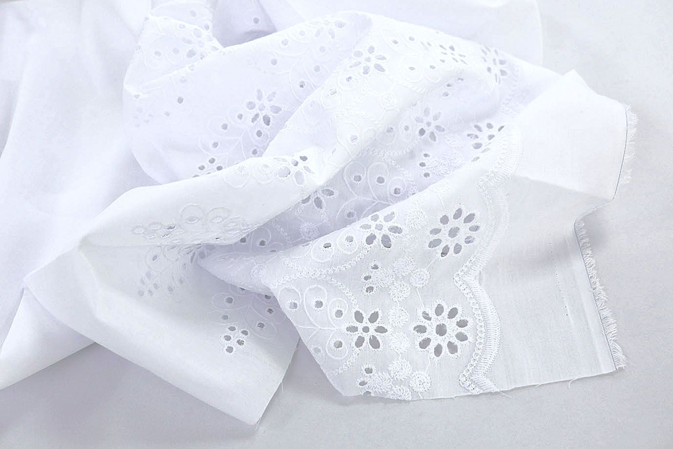 Хлопок с вышивкой/белый DT-16215A/D#2/C#1