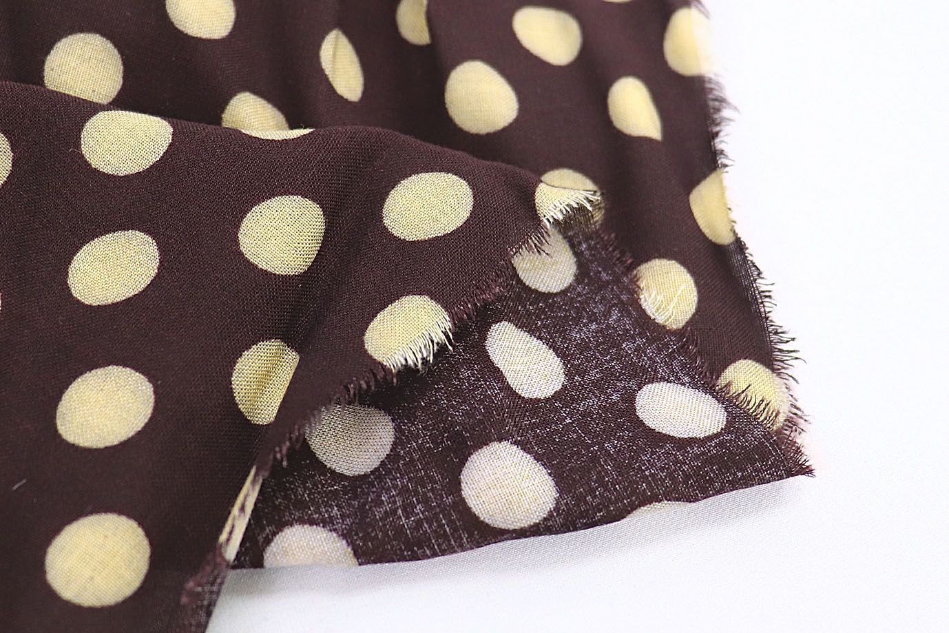 Штапель принт/горох желтый на темно-коричневом 1179/D#2/C#5