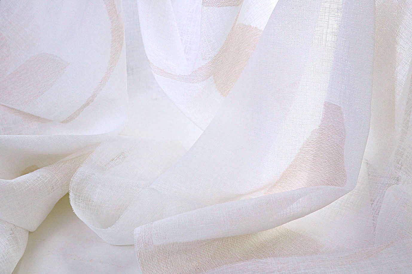 Тюль принт/розовый на белом 1520-16/C#Beige