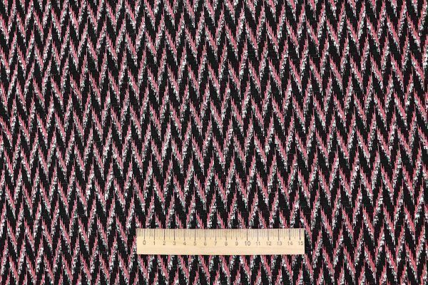 Трикотаж жаккард/черно-коралловый 2816-PY/D#2/C#1