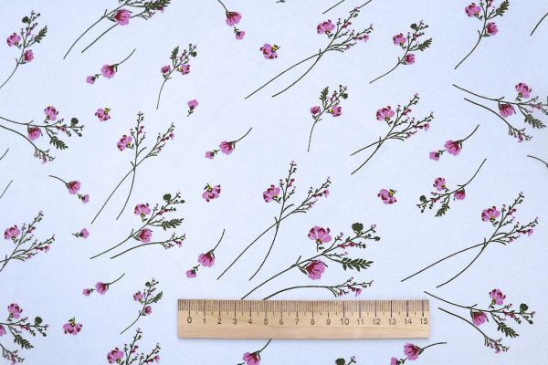 Шифон принт/цветы лиловые на белом 3926-PY/D#9/C#2