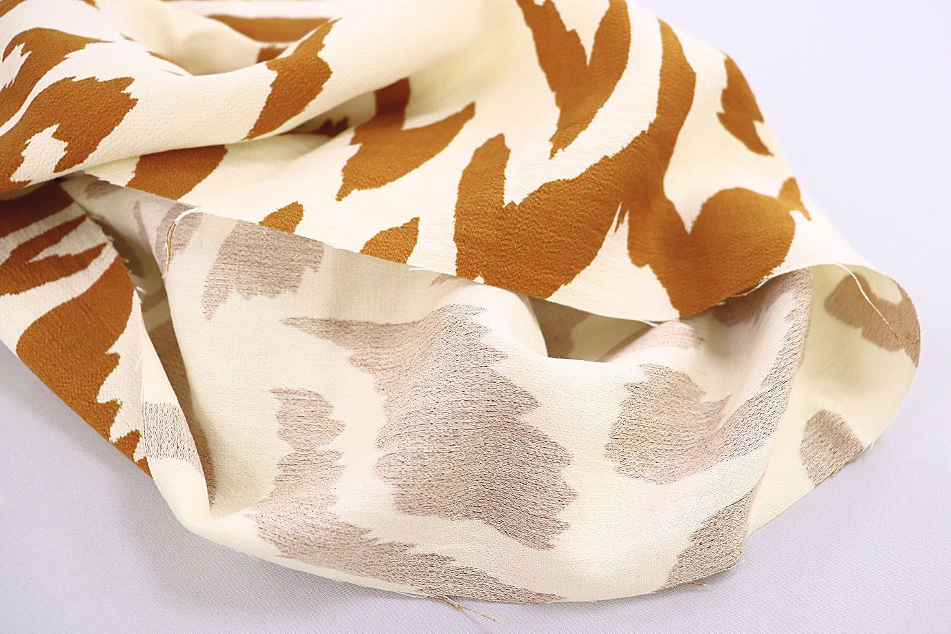 Лен БОХО принт/коричневый на молочном 3857-PY/D#1/C#1