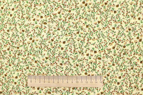 Шифон принт/цветы песочные на желтом 3707-PY/D#6/C#3