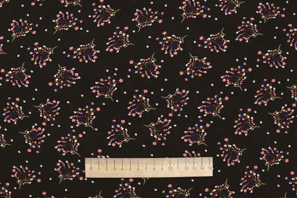 Шифон принт/цветы розовые на черном 3707-PY/D#29/C#3