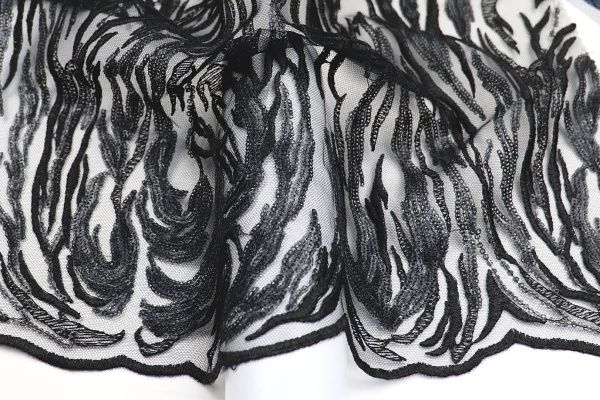 Сетка с вышивкой пайетками/черный 2373-PY/C#1