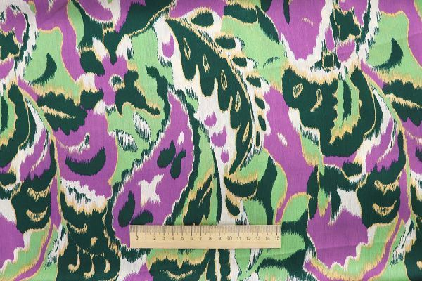 Сатин "София" креш принт/фиолетово-зеленый 3608-PY/D#4/C#3