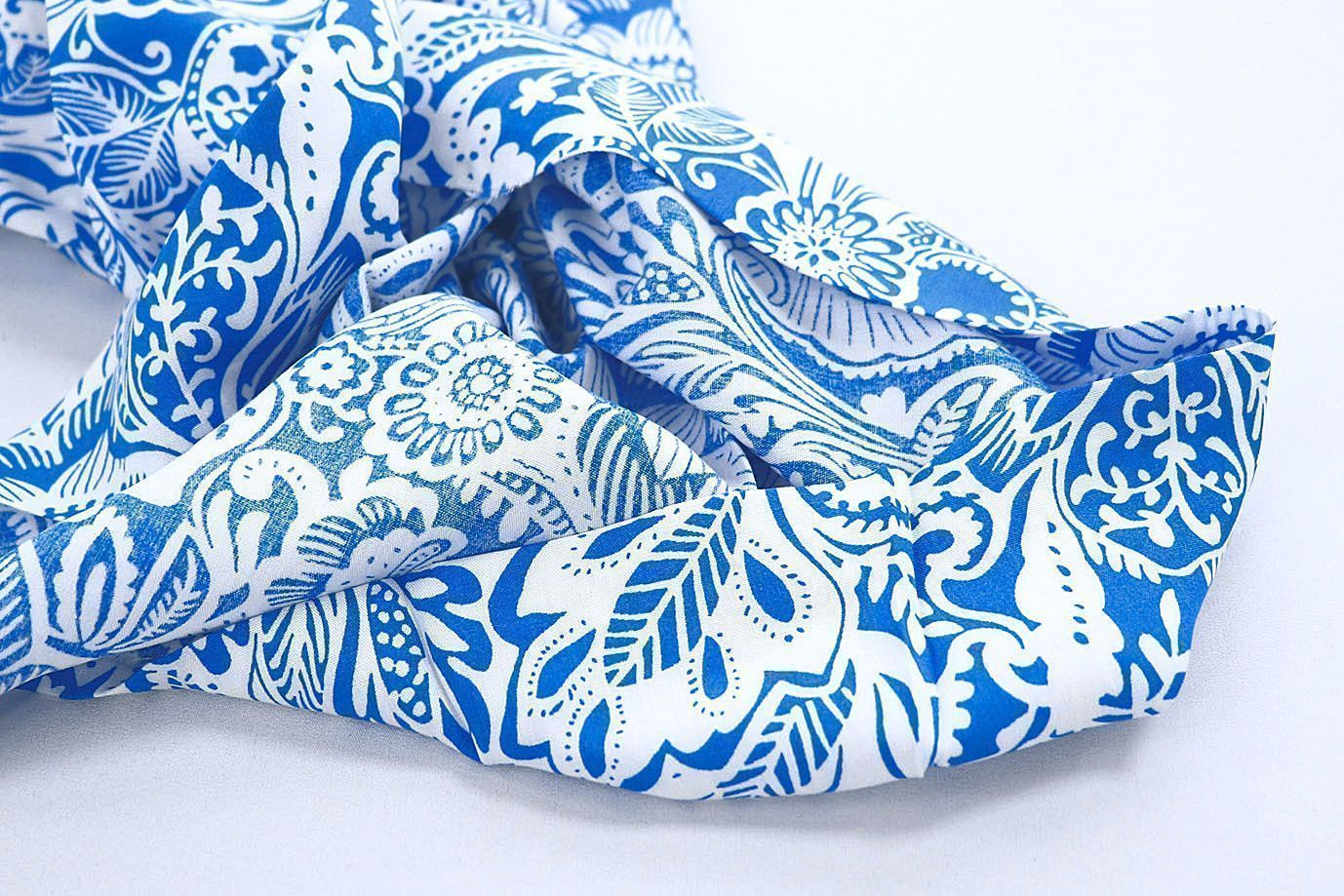 Штапель принт/узор белый на синем 1374-PY/D#39/C#2