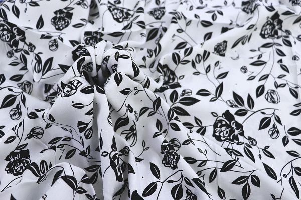 Штапель принт/цветы черные на белом 1382-PY/D#5/C#7