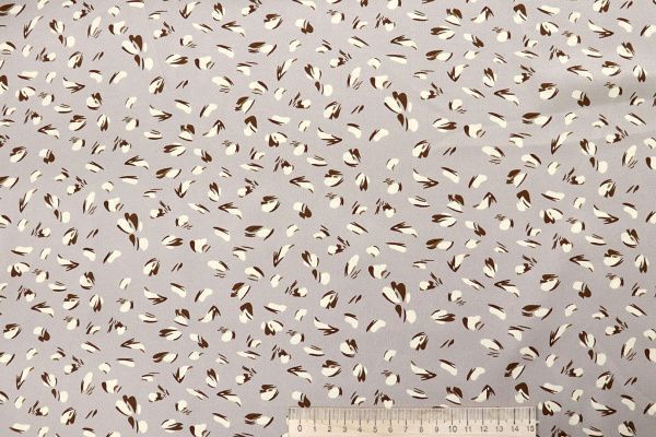 Шелк сатин принт/коричнево-кремовый на бежево-сером 4102-PY/D#2/C#2