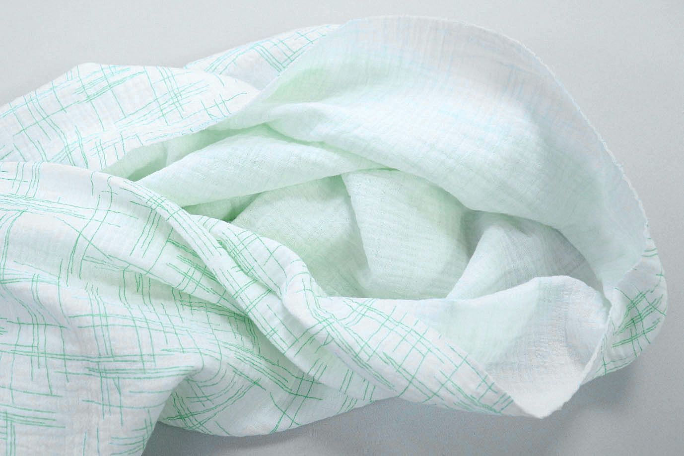 Муслин принт/зеленый на белом 1393-PY/D#8/C#3