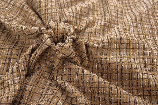 Пальтовая ткань "Шанель" принт/клетка песочная 1361-6536/C#32 (50311)