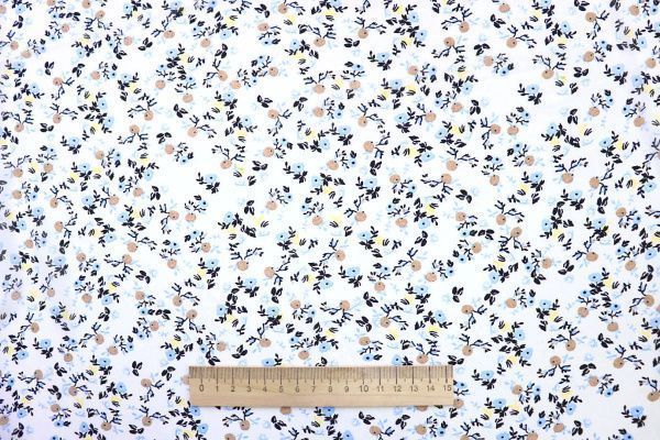 Шифон принт/цветы желто-голубые на белом 3873-PY/D#3/C#1