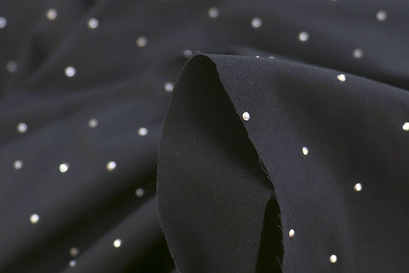 Хлопок нейлон со стразами/черный 3796-PY/C#7