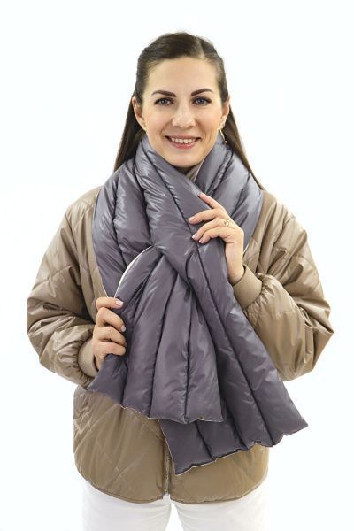 Шарф пуховый "Sonata" стежка полосы/серо-бежевый Шарф пуховый "Sonata"