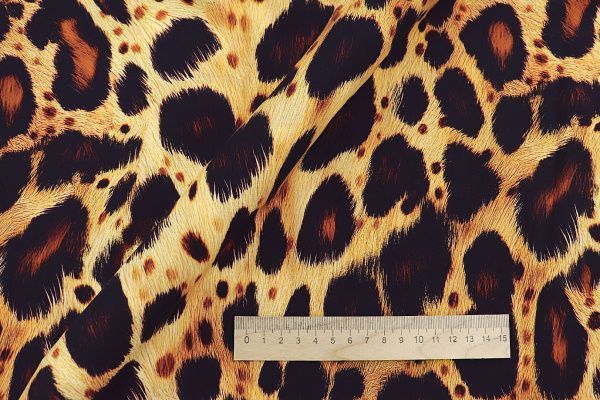 Штапель принт/леопард черно-оранжевый на желтом 1375-PY/D#6/C#1