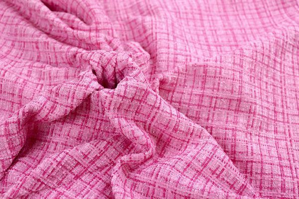 Пальтовая ткань "Шанель" принт/клетка темно-розовая 1361-6536/C#14 (50311)