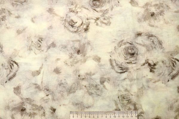 Вуаль принт/цветы коричневые на кремовом 4100-PY/D#4/C#1