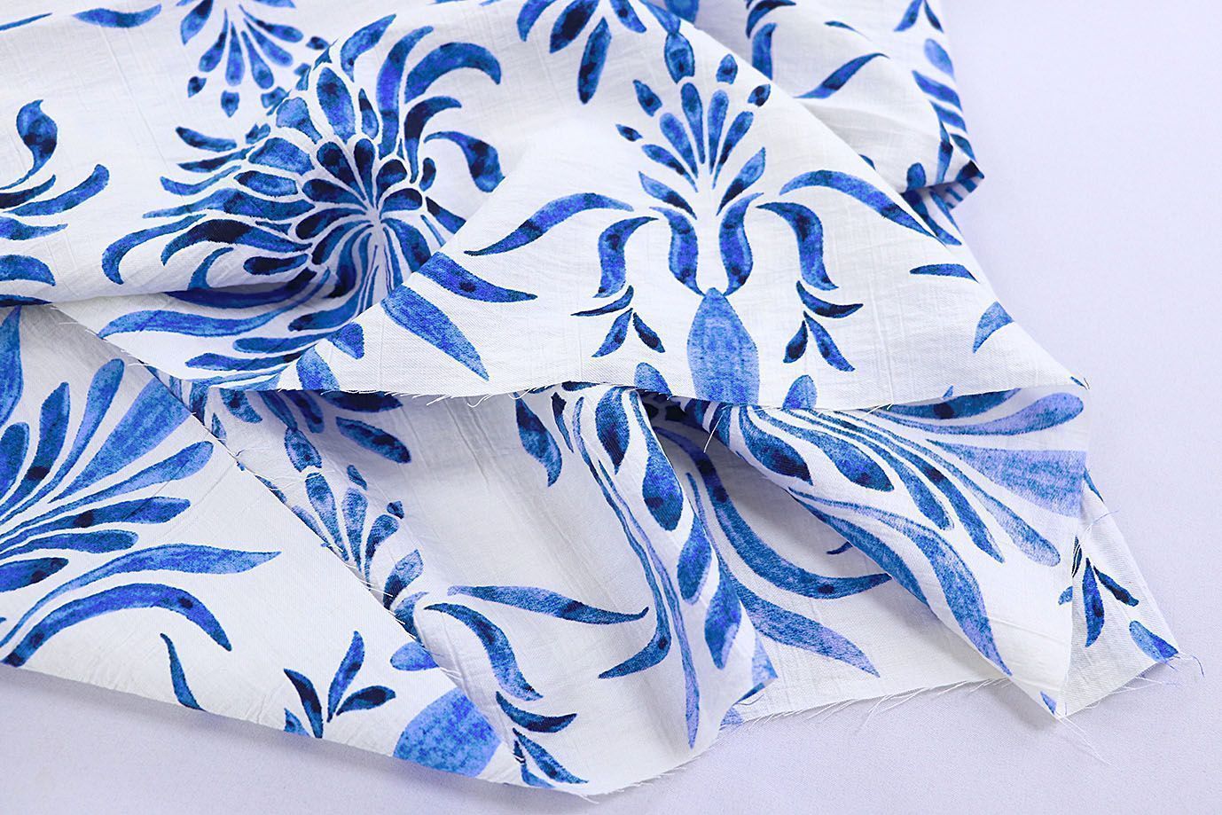 Лен N/R принт/синий на белом 3891-PY/D#1/C#1