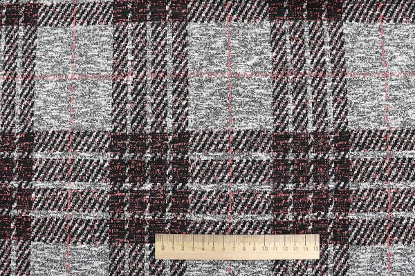 Трикотаж принт/клетка черно-серая с розовым 2693/D#6