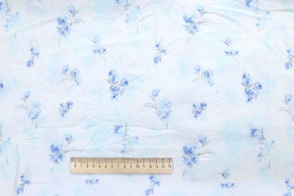 Лен "Медея" принт/цветы синие на белом 4098-PY/D#4/C#2