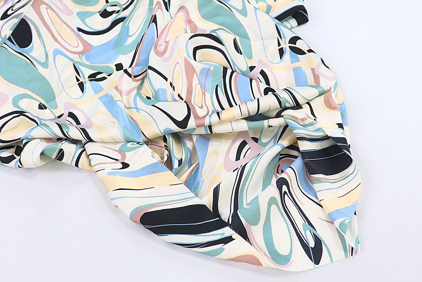 Сатин "Армани" принт/бирюзово-розовый на белом 3615-PY/D#4/C#3