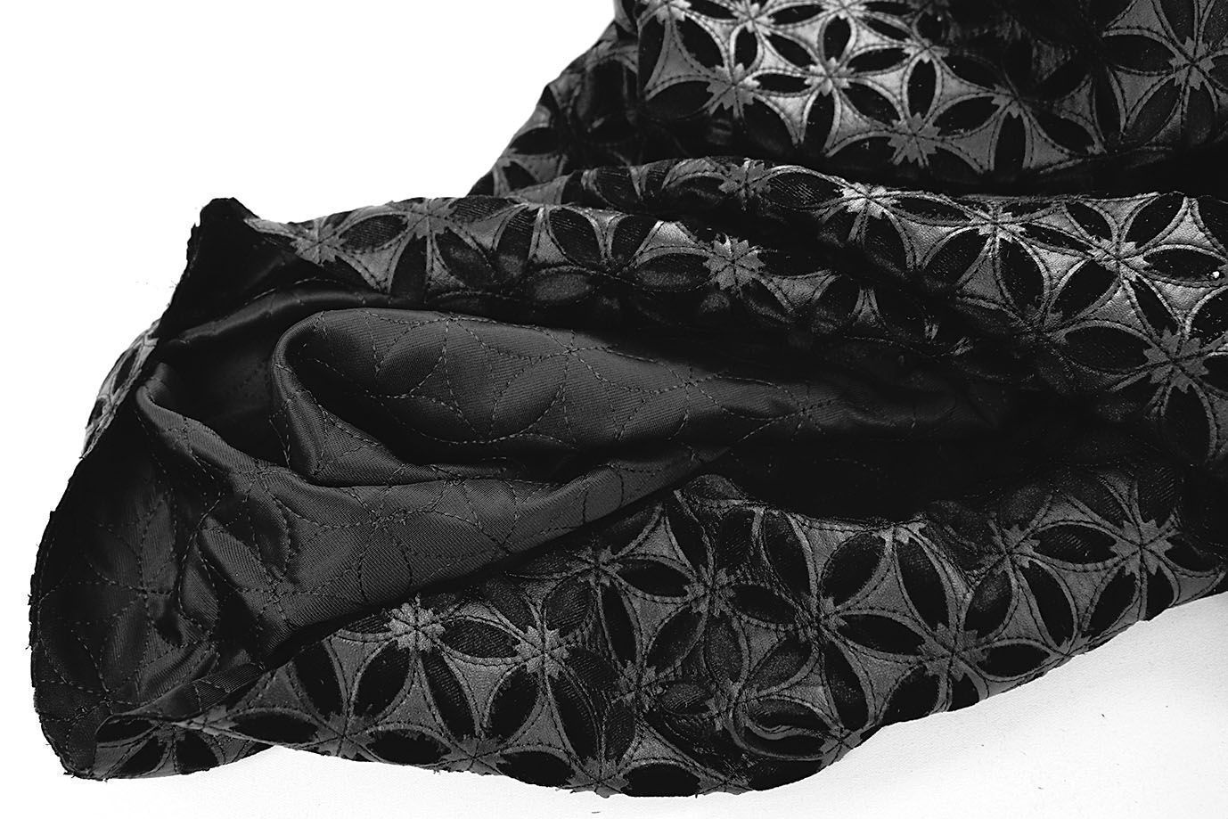 Велюр с вышивкой кожей/черный 4048-PY/D#3/C#1