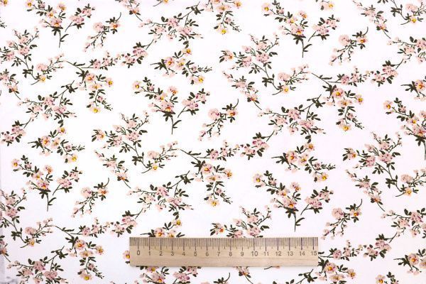 Шифон принт/цветы персиковые на белом 3926-PY/D#5/C#1