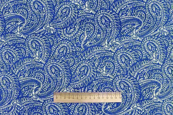 Штапель принт/узор белый на синем 1374-PY/D#26/C#6