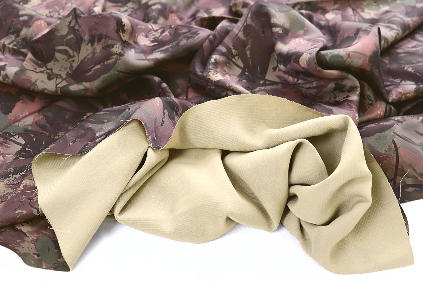 Шелк "Джулия" принт/листья розово-кремовые 4026-PY/D#3/C#2